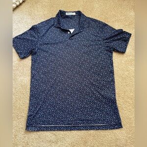 Peter Millar Dark Blue Fish Pattern Shirt